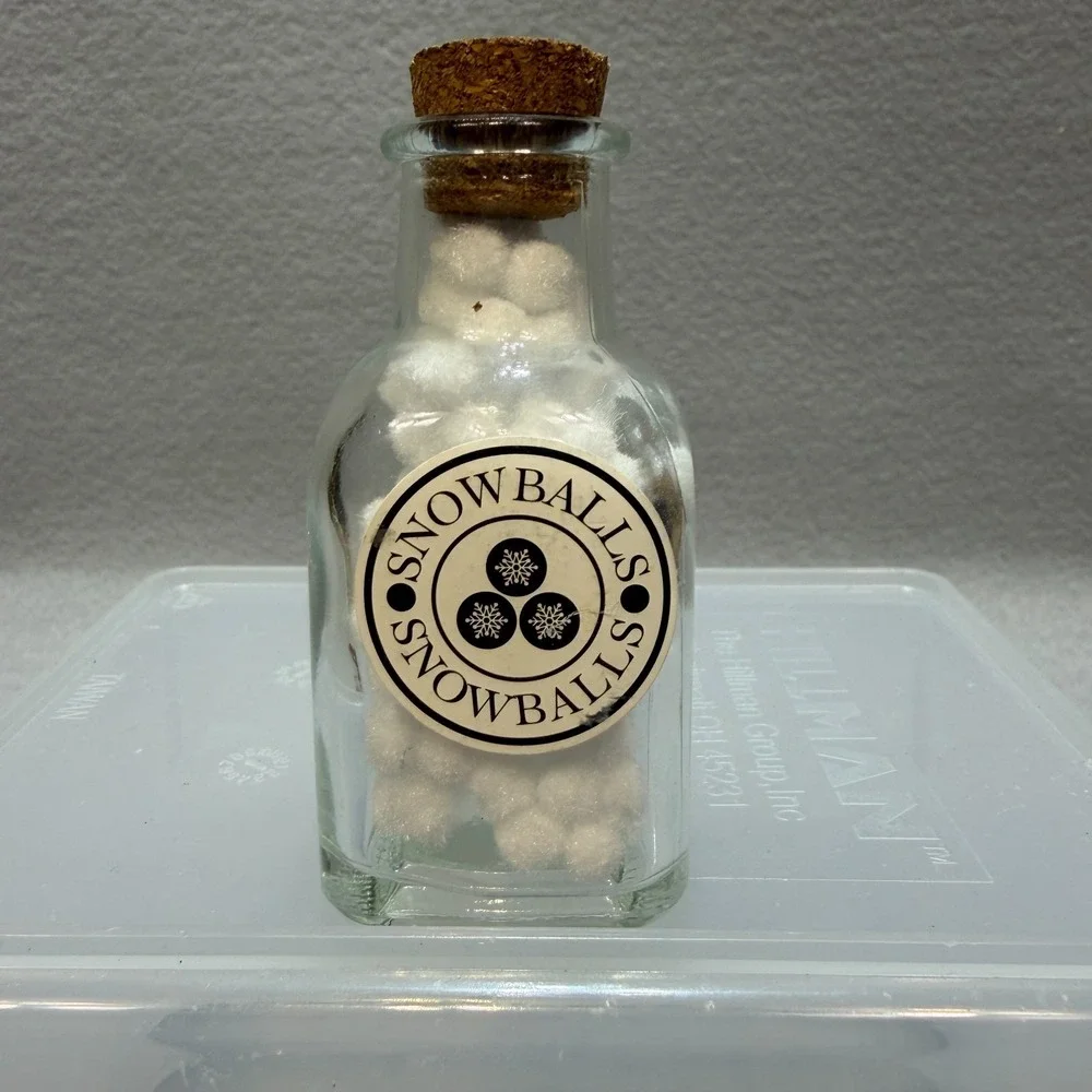 Christmas Decor Mini Collectible Bottles Cookies Snowballs Lights Coal Set of 9